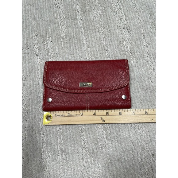 Buxton Leather‎ Maroon Red Trifold Organizer Clutch Wallet - Picture 6 of 9